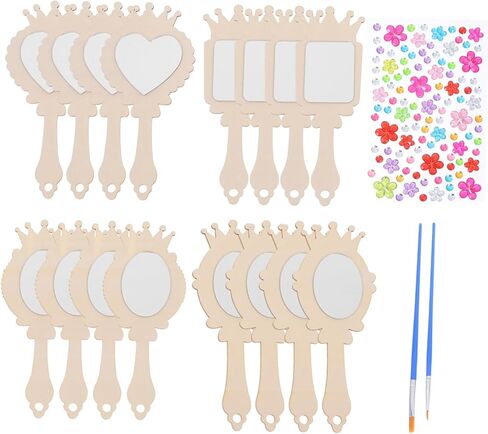 Decorate-Your-own Wooden Hand Mirror Craft Kit for Boy Girl Unfinished Princess Mirrors for Girls for Creative DIY Painting and Craft Activities in Saudi Arabia