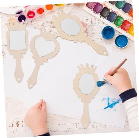 Decorate-Your-own Wooden Hand Mirror Craft Kit for Boy Girl Unfinished Princess Mirrors for Girls for Creative DIY Painting and Craft Activities in Saudi Arabia