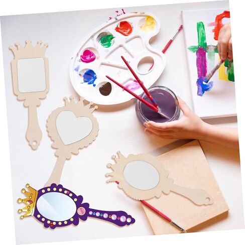 Decorate-Your-own Wooden Hand Mirror Craft Kit for Boy Girl Unfinished Princess Mirrors for Girls for Creative DIY Painting and Craft Activities in Saudi Arabia
