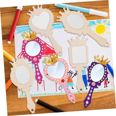 Decorate-Your-own Wooden Hand Mirror Craft Kit for Boy Girl Unfinished Princess Mirrors for Girls for Creative DIY Painting and Craft Activities in Saudi Arabia
