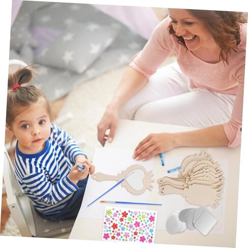 Decorate-Your-own Wooden Hand Mirror Craft Kit for Boy Girl Unfinished Princess Mirrors for Girls for Creative DIY Painting and Craft Activities in Saudi Arabia