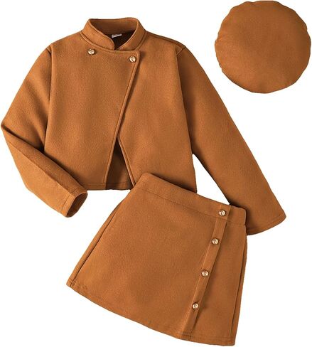 Purechapter Preppy Clothes 3piece مجموعة قبعات طويلة الأكمام وتنورة مجموعة الشتاء الصوفية in Kuwait