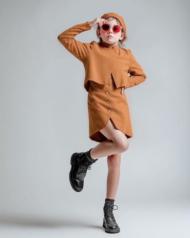 Purechapter Preppy Clothes 3piece مجموعة قبعات طويلة الأكمام وتنورة مجموعة الشتاء الصوفية in Kuwait