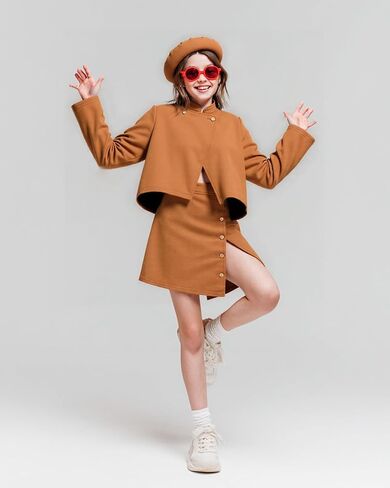 Purechapter Preppy Clothes 3piece مجموعة قبعات طويلة الأكمام وتنورة مجموعة الشتاء الصوفية in Kuwait