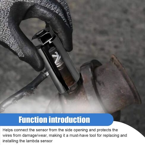 Car Oxygen Sensor Socket, 3/8 Inch Drive ×7/8 Inch (22mm), 6-Point O2 Sensor Adapter with Side Wire Cutout, Universal Vehicle O2 Sensor Removal & Installation Tool with 3/4" Opening (Large) in Saudi Arabia
