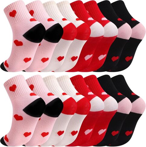 Jspupifip Kids Girls Crew Athletic Socks with Retro Stripes Hearts Cartoon Patterns for Running Sport Outdoor in Kuwait