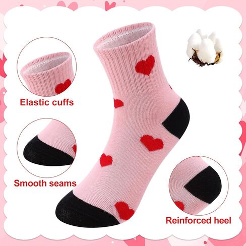 Jspupifip Kids Girls Crew Athletic Socks with Retro Stripes Hearts Cartoon Patterns for Running Sport Outdoor in Kuwait