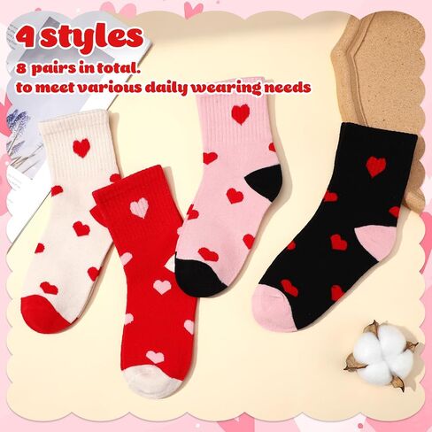 Jspupifip Kids Girls Crew Athletic Socks with Retro Stripes Hearts Cartoon Patterns for Running Sport Outdoor in Kuwait