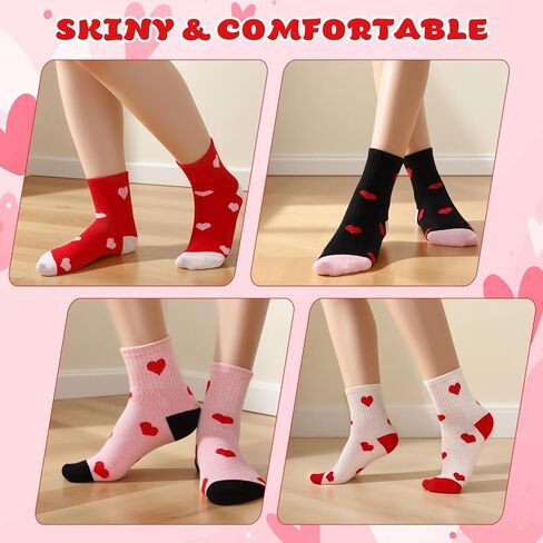 Jspupifip Kids Girls Crew Athletic Socks with Retro Stripes Hearts Cartoon Patterns for Running Sport Outdoor in Kuwait
