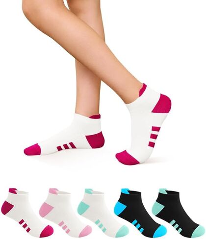 Haloumoning 5 Pairs Girls Girls Counss Kids Athletic Low Cut No Show Cotton Short Socks 4-15 Years in Saudi Arabia