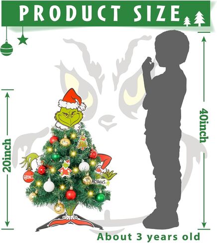 Mini Christmas Tree Jack Head Arms Legs Xmas Tree Decorative Tabletop Tree with Light Small Christmas Tree for Indoor Home Decorations Gothic Themed Party in Saudi Arabia