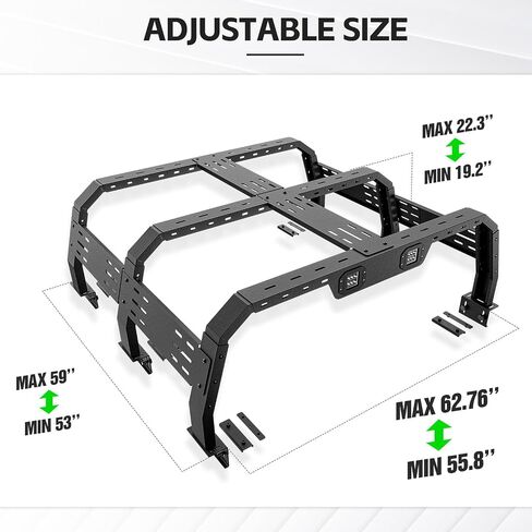 Overland 22.3" Truck Bed Racks with 2 Led Light Compatible with Ram 1500/ Tacoma/Tundra/ F150/ Silverado & Sierra 1500/ Titan/Frontier/Colorado/Canyon/Ranger/JT in Saudi Arabia