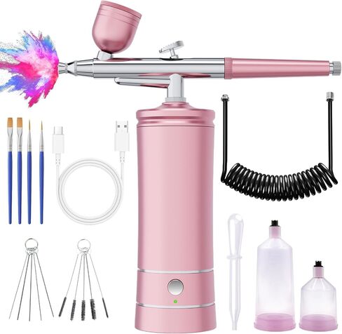 Aepto Airbrush for Nails Cordless Portable Airbrush Kit with Compressor 2 Levels 36 Psi High Pressure Rechargeable Air Brush Machine with 0.3mm Nozzle for Nail Art, Makeup, Painting, Cake Decor in Saudi Arabia