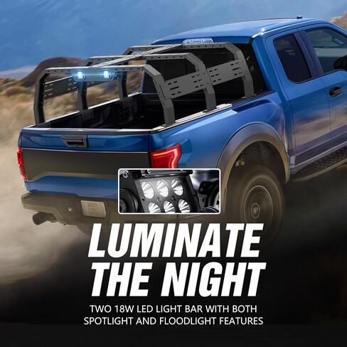 Overland 22.3" Truck Bed Racks with 2 Led Light Compatible with Ram 1500/ Tacoma/Tundra/ F150/ Silverado & Sierra 1500/ Titan/Frontier/Colorado/Canyon/Ranger/JT in Saudi Arabia