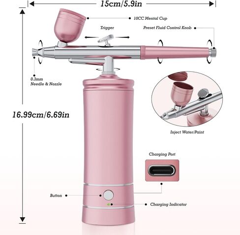 Aepto Airbrush for Nails Cordless Portable Airbrush Kit with Compressor 2 Levels 36 Psi High Pressure Rechargeable Air Brush Machine with 0.3mm Nozzle for Nail Art, Makeup, Painting, Cake Decor in Saudi Arabia
