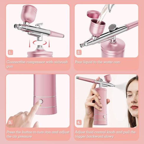 Aepto Airbrush for Nails Cordless Portable Airbrush Kit with Compressor 2 Levels 36 Psi High Pressure Rechargeable Air Brush Machine with 0.3mm Nozzle for Nail Art, Makeup, Painting, Cake Decor in Saudi Arabia