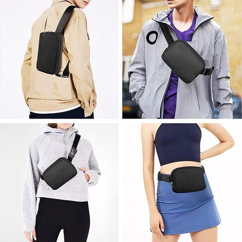 SMALL COLOR Custom Belt Bag Fanny Pack Bag Unisex Personalized Gifts Nylon Waist Bag with Name Text Logo Photo for Workout Running Traveling Hiking (Black) in Saudi Arabia