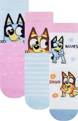 Bluey Socks 3 Pack, Multipack Girls Socks, Bingo Pack Of 3 Sock Set, Official Merchandise in Saudi Arabia