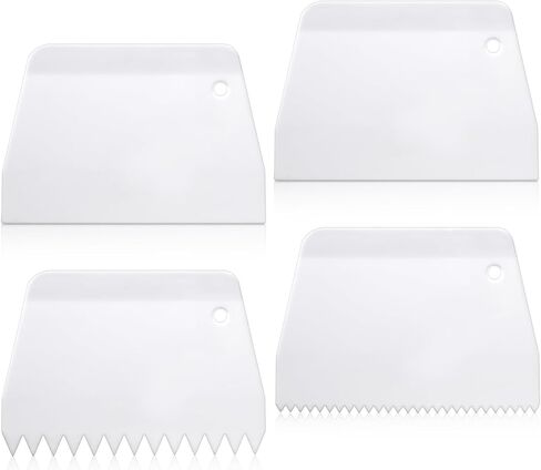 4 PCS Plastic Spreaders, Adhesive Spreader Notched Trowel, Reusable Plastic Trowel Notched Spreader for Spread Epoxy Glue, Hardwood Flooring Spreaders in Saudi Arabia