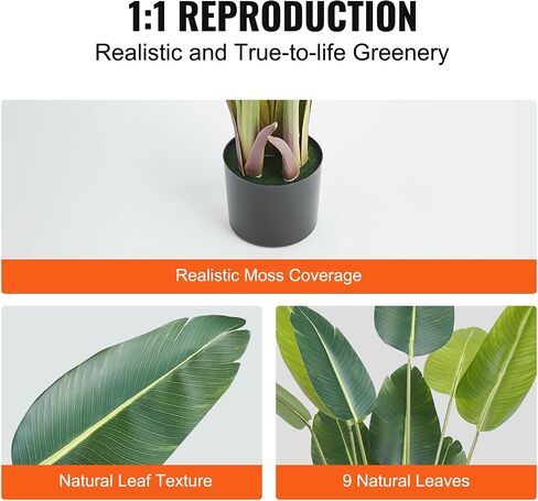 VEVOR Artificial Bird of Paradise Tree, 5 FT Tall Faux Plant, PE Material & Anti-Tip Tilt Protection Low-Maintenance Plant, Lifelike Green Fake Tree for Home Office Warehouse Decor Indoor Outdoor in Saudi Arabia