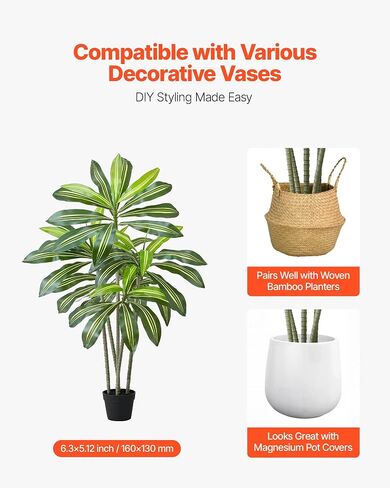 VEVOR Artificial Bird of Paradise Tree, 5 FT Tall Faux Plant, PE Material & Anti-Tip Tilt Protection Low-Maintenance Plant, Lifelike Green Fake Tree for Home Office Warehouse Decor Indoor Outdoor in Kuwait