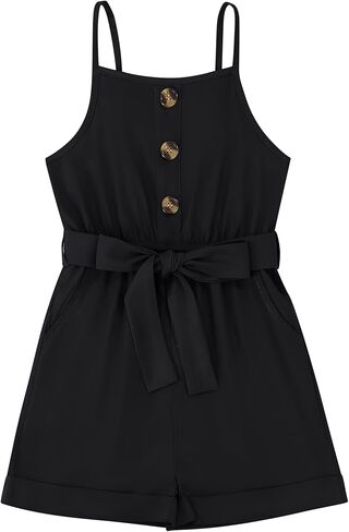 Huanye Girls Sleeveless Halter Romper Jumpsuit with Side Pockets in Saudi Arabia