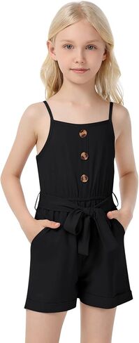 Huanye Girls Sleeveless Halter Romper Jumpsuit with Side Pockets in Saudi Arabia