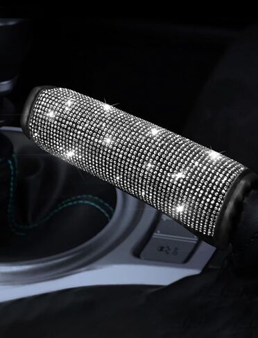 Handbrake Cover for Women and Men - Universal Diamond Rhinestone Hand Brake Protector, Glitter Crystal Car Decor for Women/Ladies - Bling Accessories - Black in Saudi Arabia