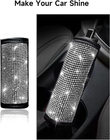 Handbrake Cover for Women and Men - Universal Diamond Rhinestone Hand Brake Protector, Glitter Crystal Car Decor for Women/Ladies - Bling Accessories - Black in Saudi Arabia