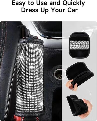 Handbrake Cover for Women and Men - Universal Diamond Rhinestone Hand Brake Protector, Glitter Crystal Car Decor for Women/Ladies - Bling Accessories - Black in Saudi Arabia