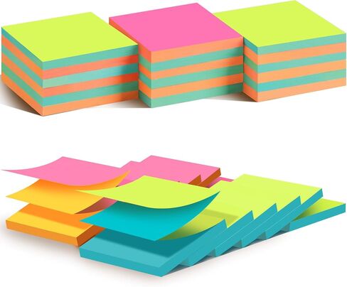 (18 Pads) Pop Up Sticky Notes 3x3 Refills, Strong Adhesive Memo Pad Bulk with 9 Bright Colors, Suitable for Home, Office, School, Clean Removal in Saudi Arabia