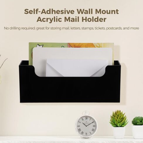 Clear Acrylic Mail Holder Box for Desk or Wall Mount, Mail Organizer Countertop, Modern Wall Mounted or Tabletop Mailbox, Letter Storage Organizer Box in Saudi Arabia