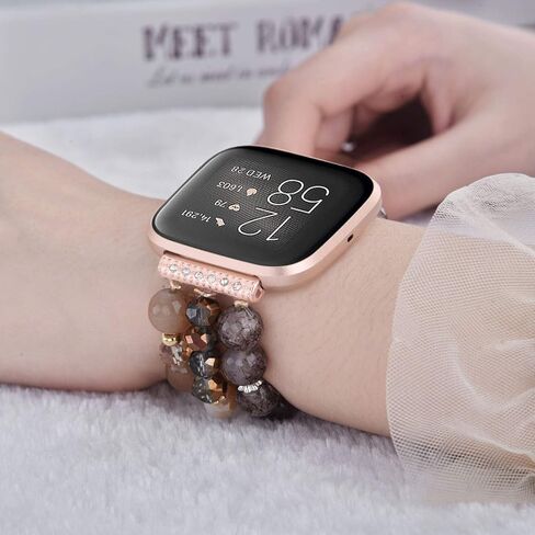 سوار Cagos متوافق مع Fitbit Versa 4 نطاقات/3/Sense/Sense 2 للنساء ، معصم استبدال مرن مصنوع يدويًا للعكس 2/1/لايت ساعة/ساعة خاصة in Kuwait