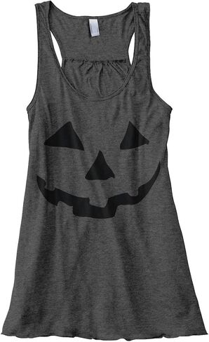 ThreadRock Women's Halloween Pumpkin Face Flowy Racerback Tank Top in Saudi Arabia