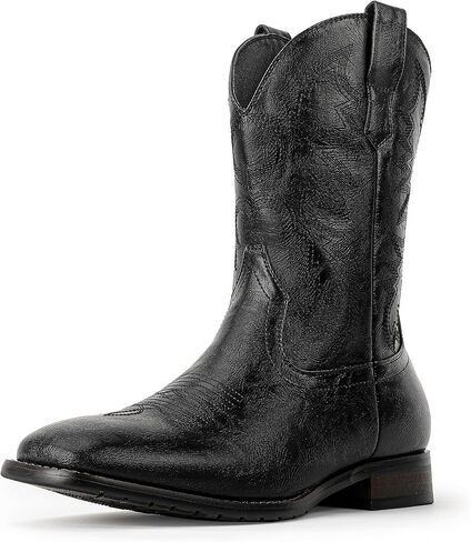 Mofri Cowboy Boots for Men Square Toe Western Classic Slipered Slip على حذاء رجال كعب مكتنزة in Kuwait