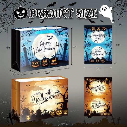 Jaywayang 2Pcs 12.6" Large Happy Halloween Paper Gift Bags with Card and Tissue Paper for Kids Halloween Presents Warpping, Holiday, Trick or Treat Party. in Saudi Arabia