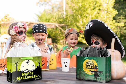 Jaywayang 2Pcs 12.6" Large Happy Halloween Paper Gift Bags with Card and Tissue Paper for Kids Halloween Presents Warpping, Holiday, Trick or Treat Party. in Saudi Arabia