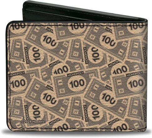 Buckle-Down Hasbro Wallet, Bifold, Mr Monopoly Rich Uncle Pennybags Pose 100 Money Bills Stacked, Vegan Leather in Saudi Arabia