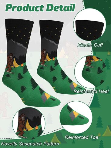 8 أزواج مضحكة Sasquatch Socks للرجال الجدة الجوارب المشي لمسافات طويلة في الهواء الطلق جوارب فستان مع نمط رائع تصميم عيد ميلاد عيد ميلاد هدايا من أجل Sasquatch Lover in Saudi Arabia