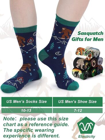 8 أزواج مضحكة Sasquatch Socks للرجال الجدة الجوارب المشي لمسافات طويلة في الهواء الطلق جوارب فستان مع نمط رائع تصميم عيد ميلاد عيد ميلاد هدايا من أجل Sasquatch Lover in Saudi Arabia
