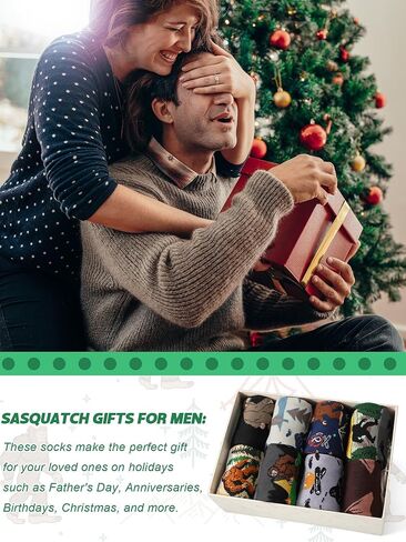 8 أزواج مضحكة Sasquatch Socks للرجال الجدة الجوارب المشي لمسافات طويلة في الهواء الطلق جوارب فستان مع نمط رائع تصميم عيد ميلاد عيد ميلاد هدايا من أجل Sasquatch Lover in Saudi Arabia