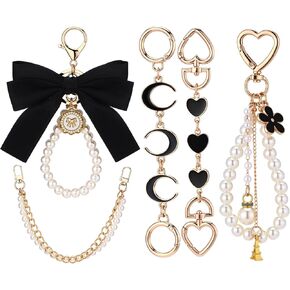 Sureio 5 PCS Bag Extender Chain Pearl Pres Chain Ribbon Bow Bow Keychain Ceychender Bag Base Scars Exclseory for Handbag in Kuwait