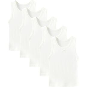 5-Pack Girls Cotton Cami Tank Top Undershirt | Fade-Resistant | for Dance Ballet Gym | Floral & Solid Colors Size3-12Y in Saudi Arabia