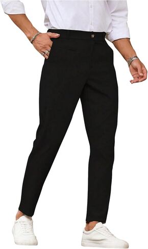 GORGLITTER Men's Dress Pants Slim Fit Slacks Pleated Tapered Pants with Pockets in Saudi Arabia