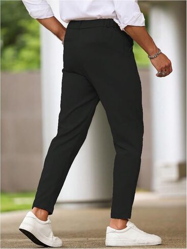 GORGLITTER Men's Dress Pants Slim Fit Slacks Pleated Tapered Pants with Pockets in Saudi Arabia