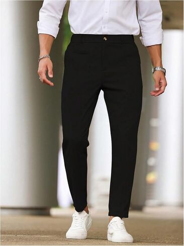 GORGLITTER Men's Dress Pants Slim Fit Slacks Pleated Tapered Pants with Pockets in Saudi Arabia
