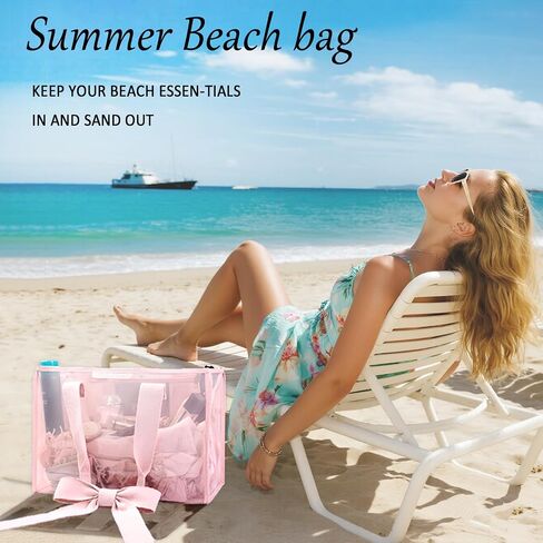 Pink Bow Tote bags for women,beach bags for women,pool bags for Girl,cute beach waterproof Tote bag in Saudi Arabia