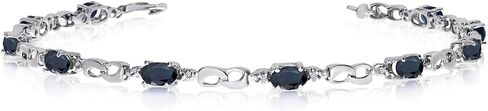 10K White Gold Oval Sapphire and Diamond Link Bracelet in Saudi Arabia
