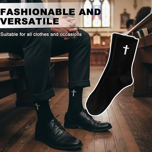 8 pair Christian cross socks prayer stockings suitable for husband, wife, family, birthday Christmas Easter gift in Kuwait