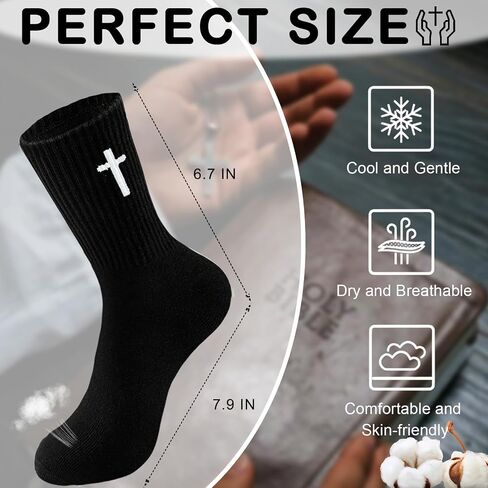 8 pair Christian cross socks prayer stockings suitable for husband, wife, family, birthday Christmas Easter gift in Kuwait